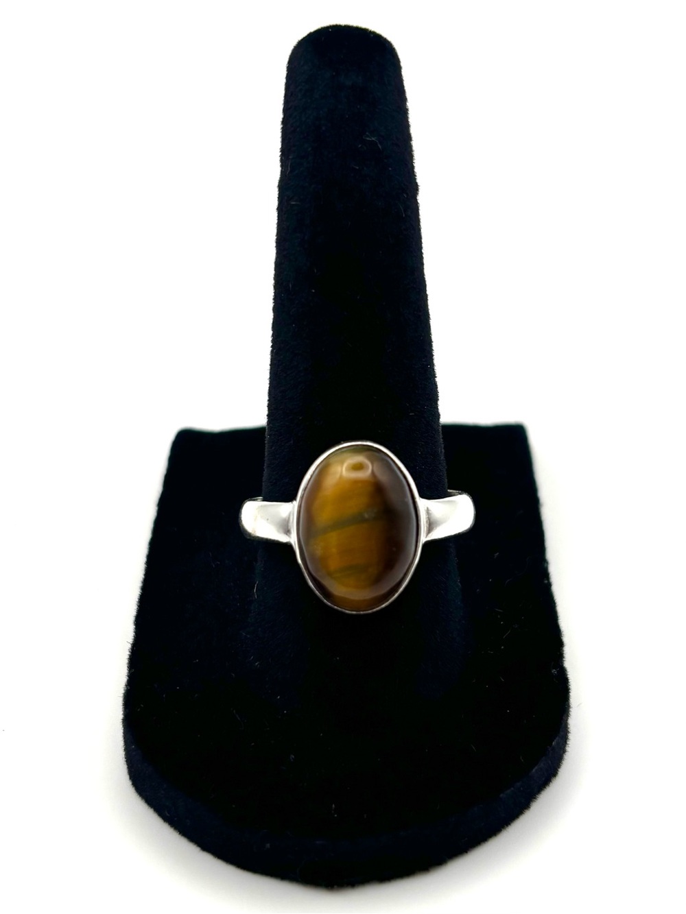 Silver tiger's eye ring